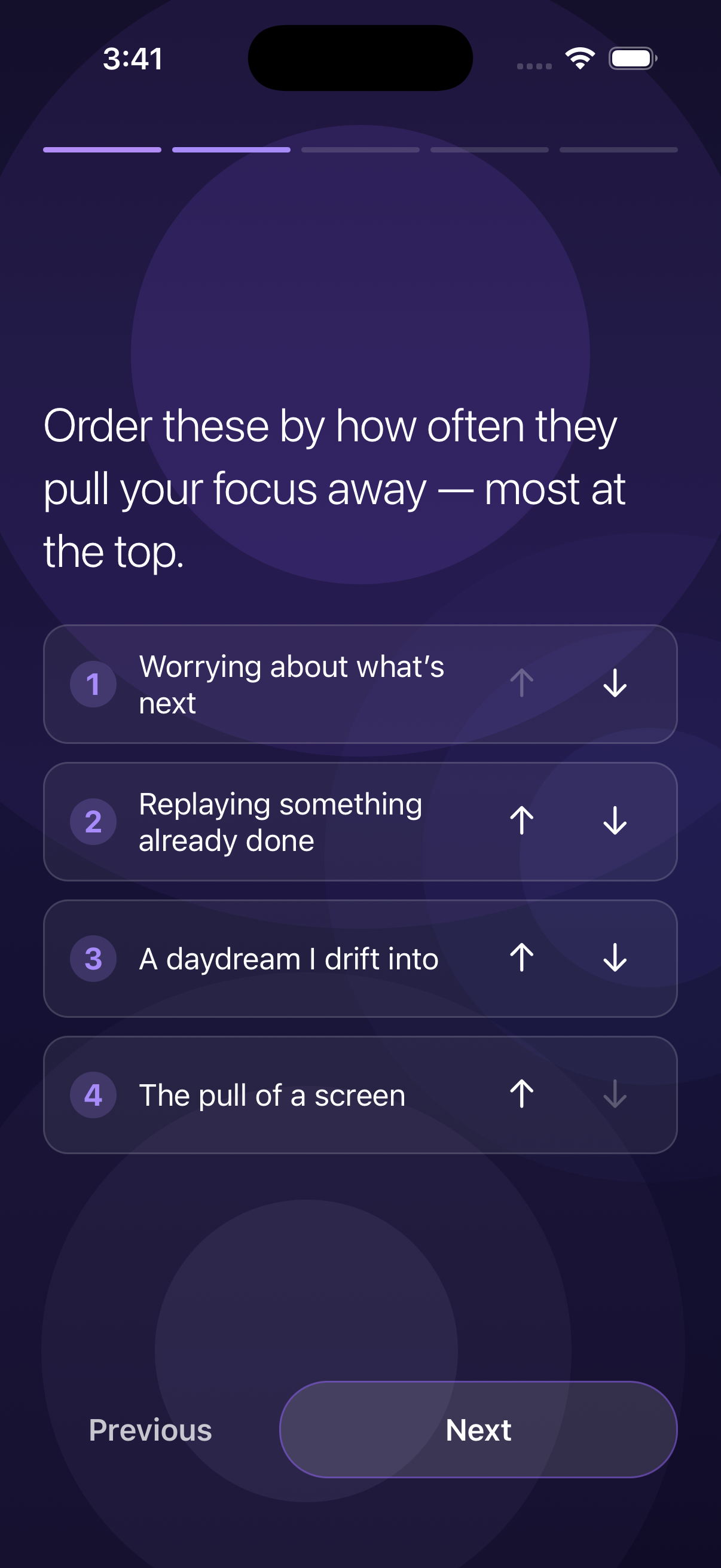 A session question that ranks what pulls your focus